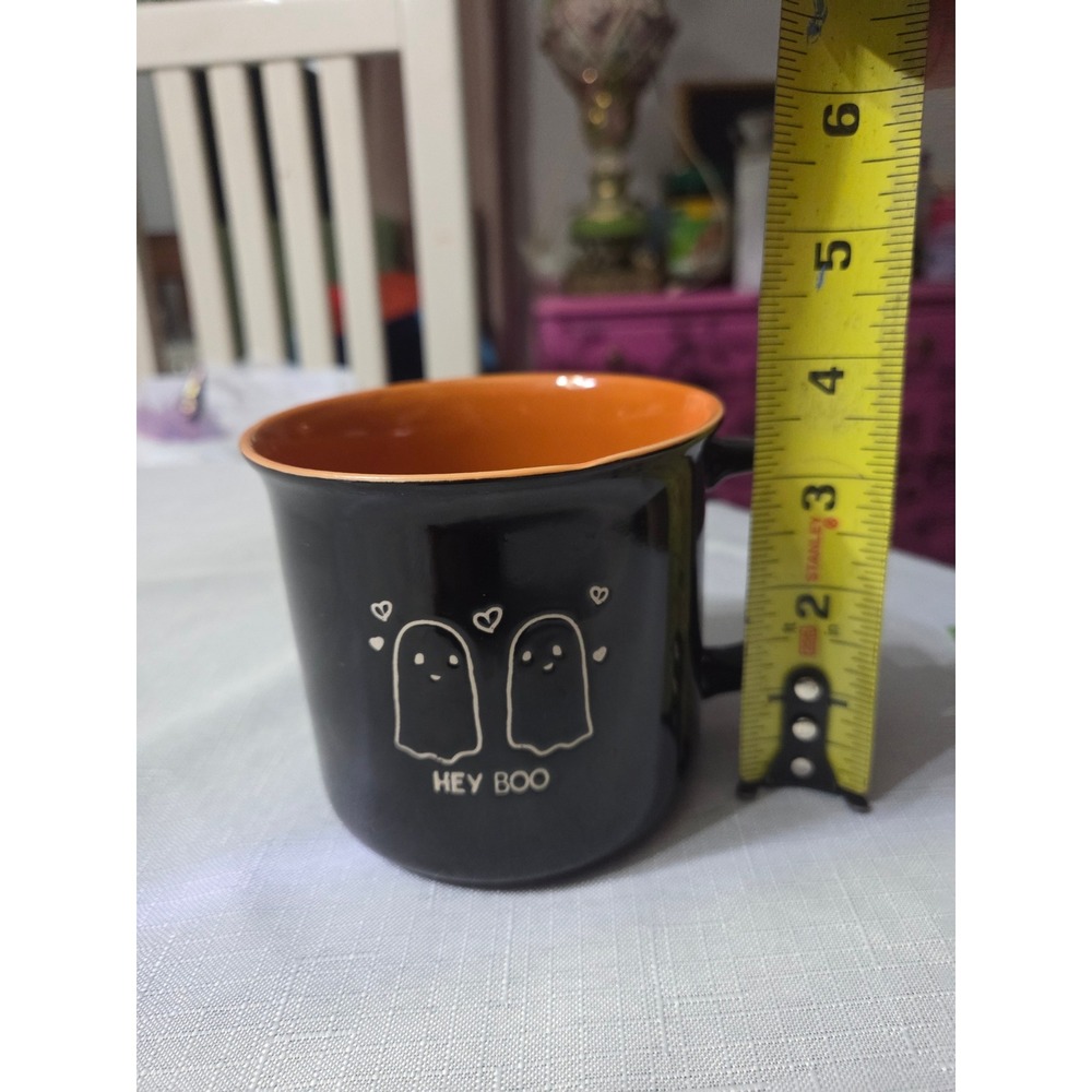 Market Finds Hey Boo Ghost Halloween Coffee Mug Black Orange TT3676